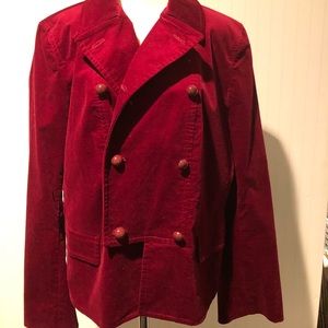 Talbots Wine Velveteen Double Breasted Jacket